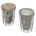 Other Metal Mesh Trash Bins With Wooden Lid And Gray Liner Set