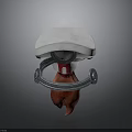 Creative Mushroom Shaped 3D Model With White Top Red Body And Silver Ring Structure