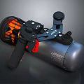 Pneumatic Weapon With Black Body Red Components Silver LEAP Cylinder And Orange Internal Parts