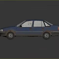 Blue Sedan 3D Model Car With Detailed Exterior And Shiny Surface