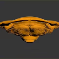 Orange Bear Head Sculpture With Open Mouth And Detailed Fur Texture On Gray Background