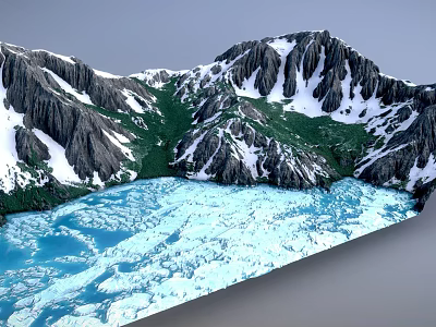 Garden Landscape 3D Model Featuring Snow Mountains Lake And Natural Scenery 3d model