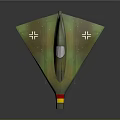 Space Aerospace Aircraft Model with Triangular Wings and Green Yellow Red Accents