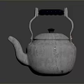 Shiny Silver Teapot With Black Handle On Smooth Reflective Surface 3d model