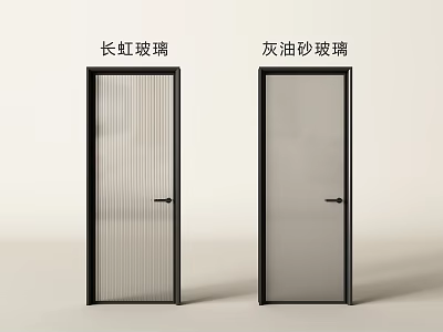 Modern Double Swing Doors With Changhong Glass And Grey Oiled Sand Glass Design 3d model