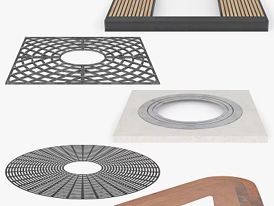 Decorative Circular Hole Covers With Grid Wooden And Stone Materials For Home Decor 3d model
