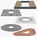 Decorative Circular Hole Covers With Grid Wooden And Stone Materials For Home Decor