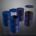 Blue And Rusty Metal Barrels With Open Lids In Studio Display Setup
