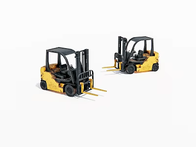 Two Yellow Industrial Forklifts For Material Handling 3d model