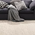 Beige Square Rug With Striped Woven Design And Soft Texture For Home Decor