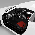 White Porsche Two Door Sports Car With Black Wheels And Red Interior