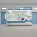 Bright Hospital Lobby Interior With Reception Desk Nurse Lockers And Green Plants