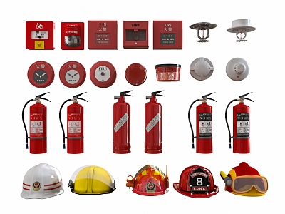 Fire hydrant fire extinguisher fire hydrant safety exit alarm fire emergency lighting 3d model