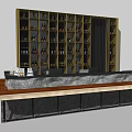 Elegant Modern Bar Counter Design With Stone Countertop Wine Rack Wine Bottles And Glasses