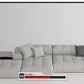 Light Gray Sectional Sofa With Soft Pillows And Side Table For Living Room 3d model