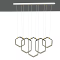 Modern Black Gold Geometric Chandelier With Hanging Hexagonal Linear Frames From Ceiling Bar 3d model
