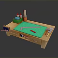 Kids Workbench With Green Mat Hammer Ruler And Craft Supplies On Wooden Surface