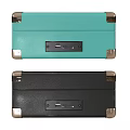 HYKKEE Turquoise Portable Turntable With Black Vinyl Record And Case Design