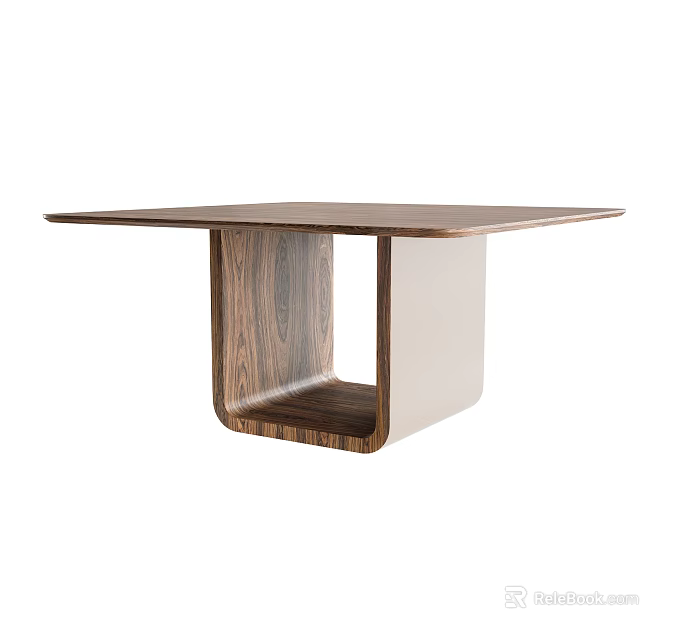Modern Wooden Dining Table With Unique Base Design And Sleek Surface 3d model 