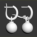 Silver Hoop Earrings With Spherical Shiny Pendant Metallic Finish Modern Design