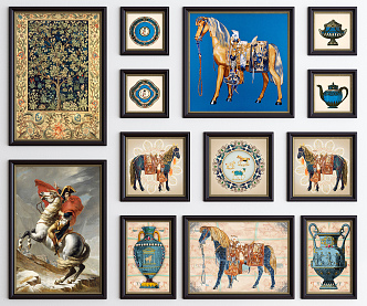 European Animal Painting Decorative Painting Combination 3d model