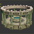 Circular Stone Architectural Structure With Decorative Columns Central Pool And Carved Steps 3d model