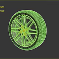 Car Wheel Tire With Yellow Silver Alloy Rim Black Rubber Automotive Part