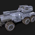 Futuristic Military Tank With Six Wheels Gray Armor And Cannon Design