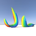 Rainbow Colored Garden Ornament With Curved Flowing Design And Vibrant Hues