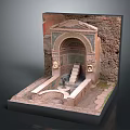 Ancient Style Fountain Model Decoration With Steps Arch And Stone Wall For Home Living