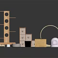 Wooden Pet Furniture with Multi Tier Shelf Hole Design Circular Ring and Modern House Shape