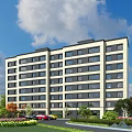 Modern Multi Storey Residential Building With Glass Windows And Greenery Surroundings