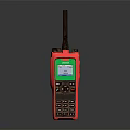 Red Handheld Walkie Talkie With Antenna Green Screen And Keypad