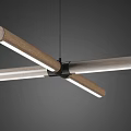 Modern Cross Design Chandelier With Metal And Wooden Linear Structure For Home Lighting