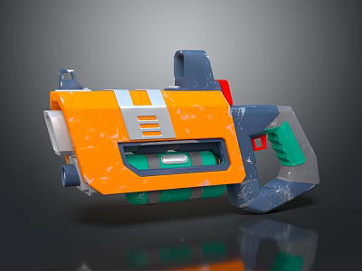 Modern Sci Fi Weapon 3D Model with Stylish Orange Blue Green Design 3d model