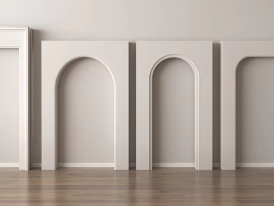 Arched Doorways In Different Styles With Light Wall And Wooden Floor 3d model