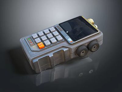 Advanced Mobile Weapon Device With Remote Control Screen Panel And Wheels 3d model