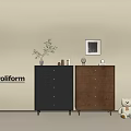 Modern Entryway Cabinet and Sideboard with Multiple Drawers Decorative Plants Photo Frame and Teddy Bear