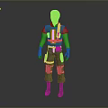 Man Wearing Green Vest Gray Pants Knee Pads Black Gloves And Boots On Gray Background