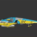 Modern Colorful Aerospace Spacecraft Design With Blue Yellow Gray Structure And Advanced Components