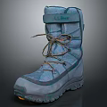 Blue High Top Outdoor Boots With Laces And Textured Durable Sole