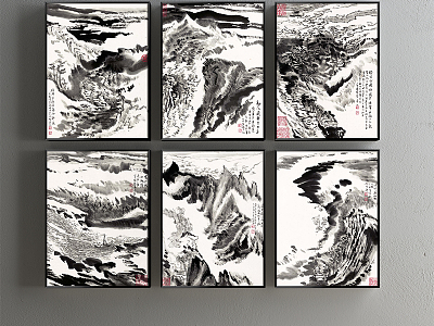 New Chinese Landscape Painting Black and White Living Room Landscape Decoration Painting model