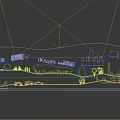 Modern City Themed Photo Check In Spot with Wavy Design and Yellow Lines