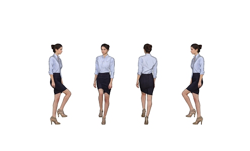 Fashion Women Business Office Characters Temperament Beauty Standing Posture Women 3d model