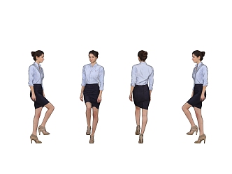 Fashion Women Business Office Characters Temperament Beauty Standing Posture Women 3d model