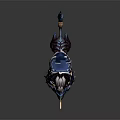 Horned Mythical Beast Game Character Featuring Blue Armor Purple Fur And Golden Trims