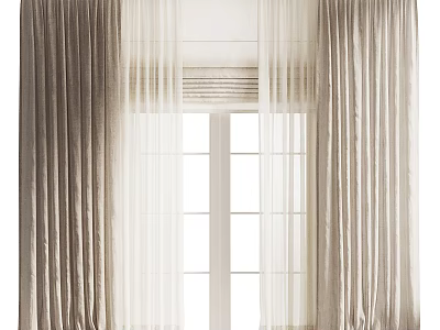 Curtain Folding Curtain Gauze Curtain Combination Curtain Gauze Curtain Dream Curtain Folding Curtain Gauze Mantle 3d model