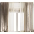 Double Layer Curtains With Sheer And Opaque Panels In Neutral Tones For Window Decoration