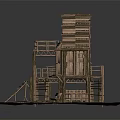 Wooden House Model With Multi Level Structure Stairs And Grass Area