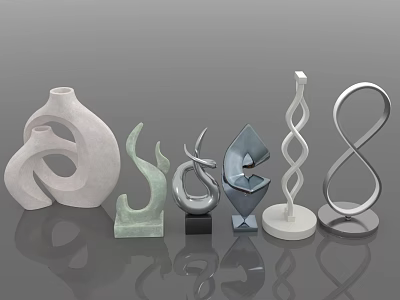 Modern Furniture Decor Accessories With Abstract Twisted Shapes And Diverse Materials 3d model